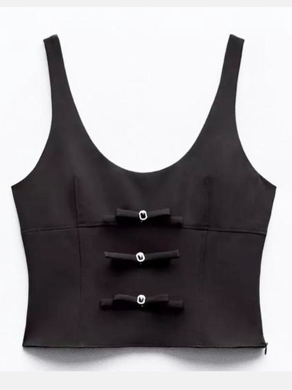 Zara black bow detail crepe top
Bling button detail